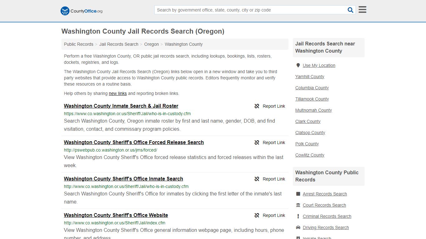 Washington County Jail Records Search (Oregon) - County Office